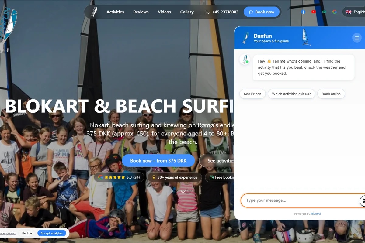 AI Web Chatbot til kundeservice og booking