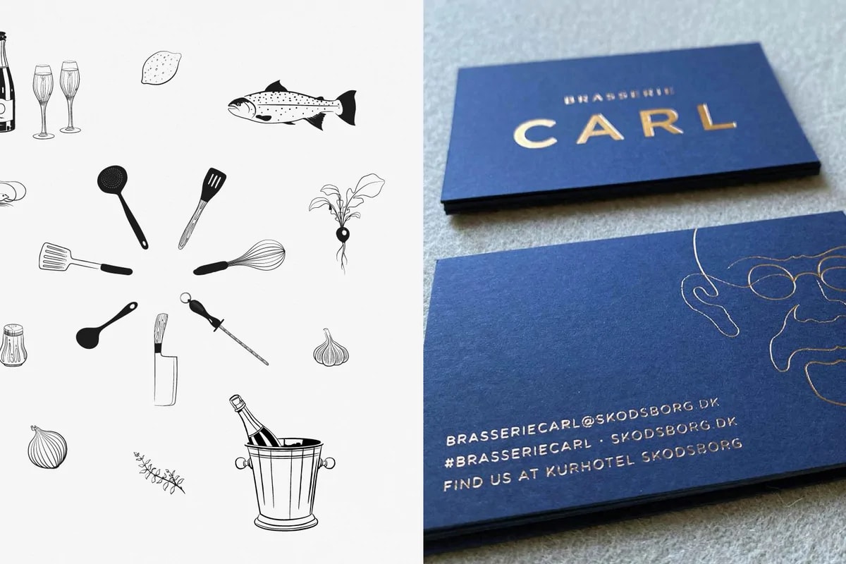 Ikon design & Illustration til Brasserie CARL på Kurhotel Skodsborg
