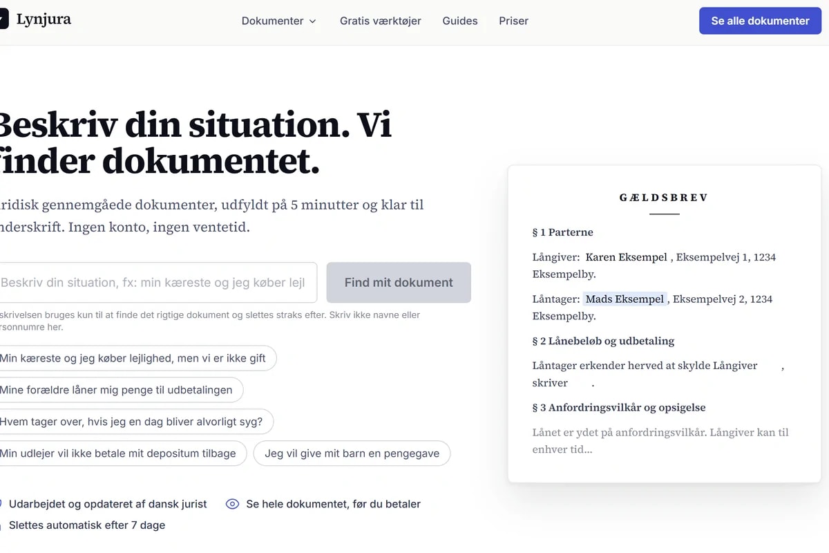 Lynjura, juridiske dokumenter online